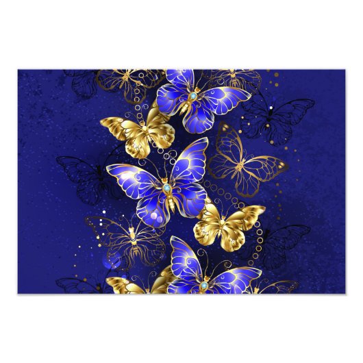Compositie met Sapphire Butterflies Foto Afdruk (Voorkant)