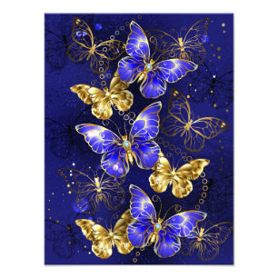 Compositie met Sapphire Butterflies Foto Afdruk