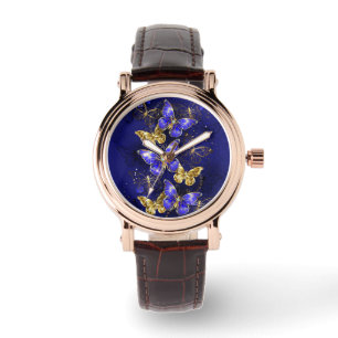 Compositie met Sapphire Butterflies Horloge