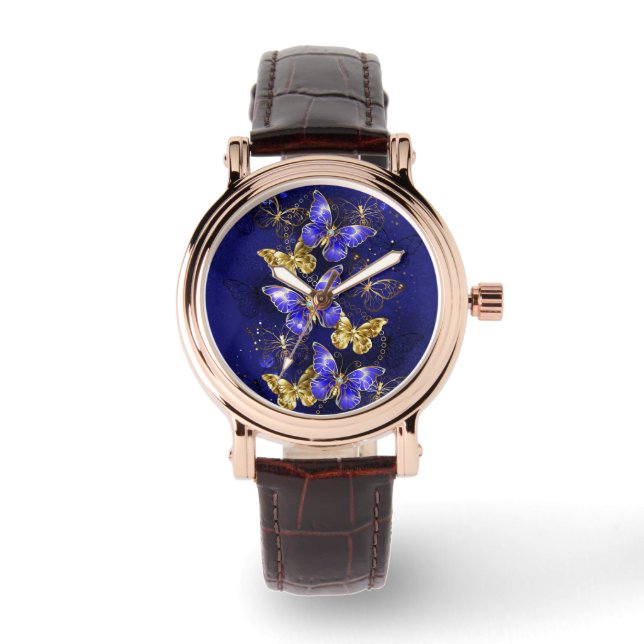 Compositie met Sapphire Butterflies Horloge (Voorkant)