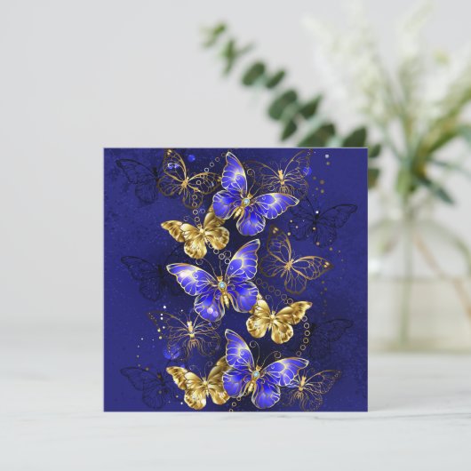 Compositie met Sapphire Butterflies Kaart (Staand voorkant)