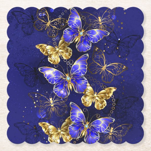 Compositie met Sapphire Butterflies Kartonnen Onderzetters (Voorkant)