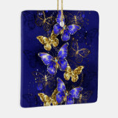 Compositie met Sapphire Butterflies Keramisch Ornament (Rechts)