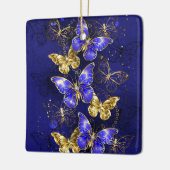 Compositie met Sapphire Butterflies Keramisch Ornament (Links)