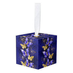 Compositie met Sapphire Butterflies Kubus Ornament