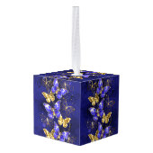 Compositie met Sapphire Butterflies Kubus Ornament (Achter hoekig)