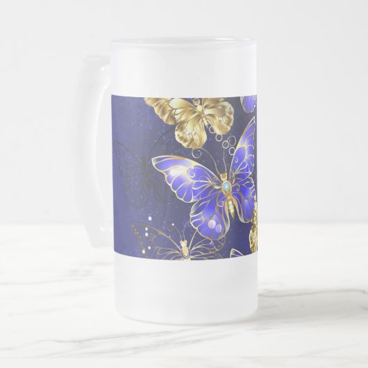 Compositie met Sapphire Butterflies Matglas Bierpul (Voorkant links)