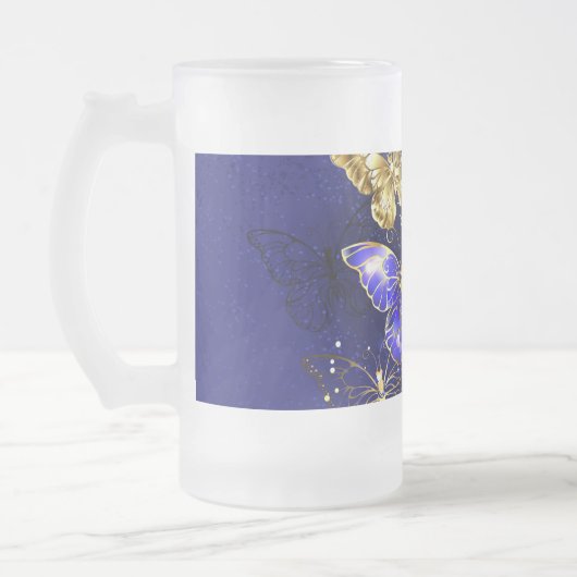 Compositie met Sapphire Butterflies Matglas Bierpul (Links)