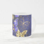 Compositie met Sapphire Butterflies Matglas Koffiemok (Voorkant rechts)