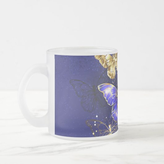 Compositie met Sapphire Butterflies Matglas Koffiemok (Links)