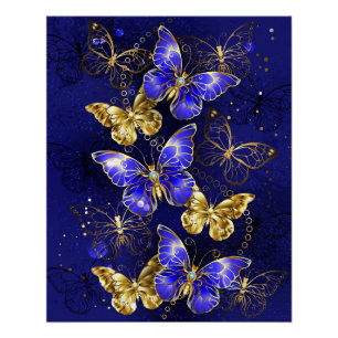 Compositie met Sapphire Butterflies Perfect Poster