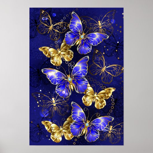 Compositie met Sapphire Butterflies Poster (Voorkant)