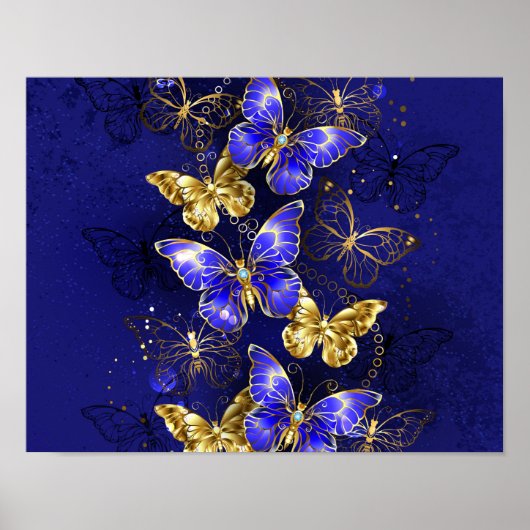 Compositie met Sapphire Butterflies Poster (Voorkant)