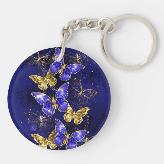 Compositie met Sapphire Butterflies Sleutelhanger (Achterkant)