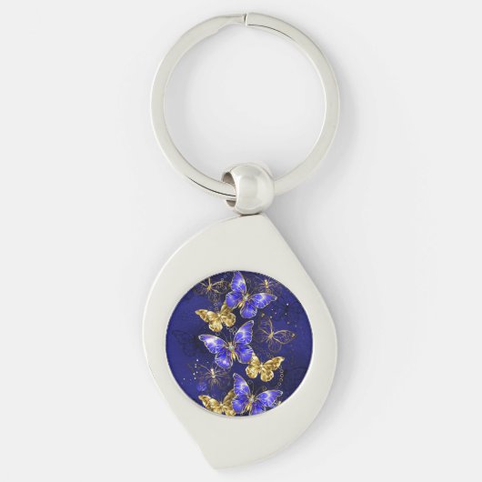 Compositie met Sapphire Butterflies Sleutelhanger (Voorkant)