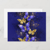 Compositie met Sapphire Butterflies Uitnodiging Briefkaart (Voorkant / Achterkant)