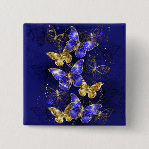 Compositie met Sapphire Butterflies Vierkante Button 5,1 Cm