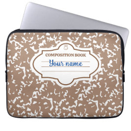 Compositie notitieboek bruin beige konijntje laptop sleeve