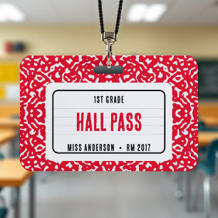Compositie Notitieboek Classroom Hall Pass Rood Badge