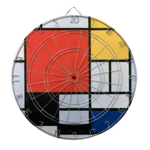 Compositie Rood, Geel, Blauw, Zwart Mondriaan Dartbord