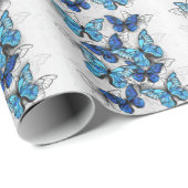 Compositie van witte en blauwe vlinders cadeaupapier (Rol Hoek)
