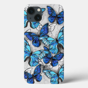 Compositie van witte en blauwe vlinders iPhone 13 hoesje