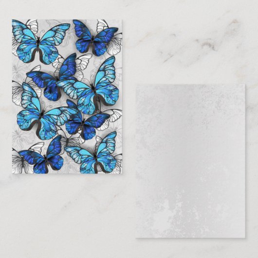 Compositie van witte en blauwe vlinders contactkaartje (Voorkant / Achterkant)