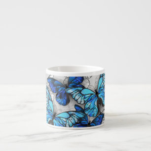 Compositie van witte en blauwe vlinders espresso kop