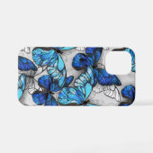 Compositie van witte en blauwe vlinders iPhone hoesje (Achterkant horizontaal)