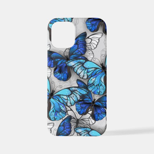 Compositie van witte en blauwe vlinders iPhone hoesje (Achterkant)