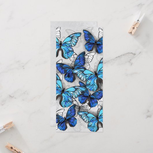 Compositie van witte en blauwe vlinders kaart (Voorkant / Achterkant in situ)
