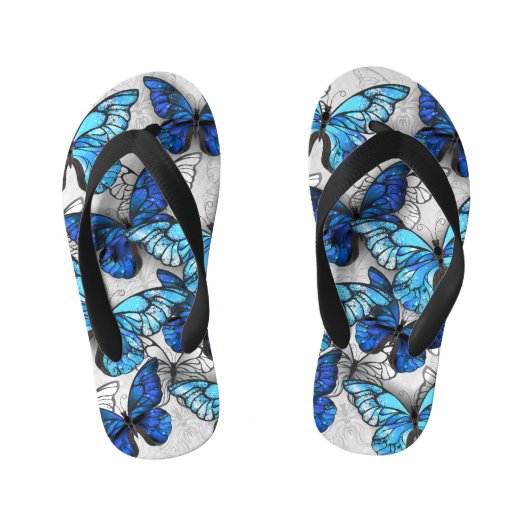 Compositie van witte en blauwe vlinders kinder teenslippers (Voetbed)