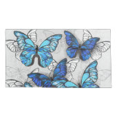 Compositie van witte en blauwe vlinders kussensloop (Achterkant)