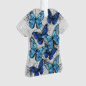 Compositie van witte en blauwe vlinders ornament (voorkant)