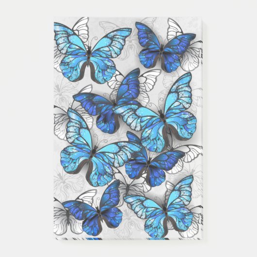 Compositie van witte en blauwe vlinders post-it® notes (Voorkant)