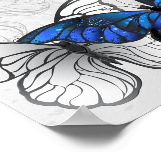 Compositie van witte en blauwe vlinders poster (Hoek)