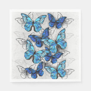 Compositie van witte en blauwe vlinders servet