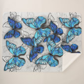 Compositie van witte en blauwe vlinders sherpa deken (Voorkant (horizontaal))
