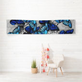 Compositie van witte en blauwe vlinders spandoek (Insitu)