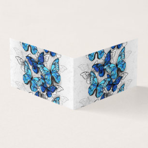 Compositie van witte en blauwe vlinders visitekaartjes