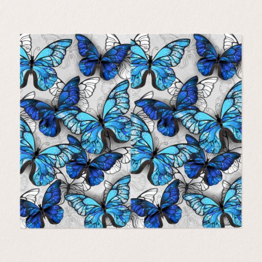 Compositie van witte en blauwe vlinders visitekaartjes (Buitenkant ongevouwen)