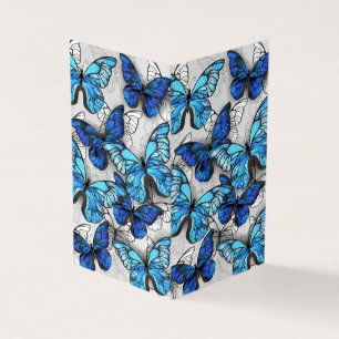 Compositie van witte en blauwe vlinders visitekaartjes