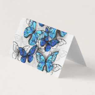 Compositie van witte en blauwe vlinders visitekaartjes