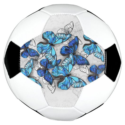 Compositie van witte en blauwe vlinders voetbal (Gedraaid)