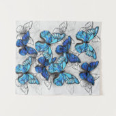 Compositie van witte en blauwe vlinders wandkleed (Voorkant (horizontaal))