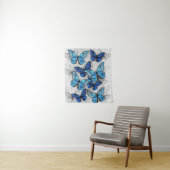 Compositie van witte en blauwe vlinders wandkleed (In situ)