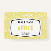 Compositieboek kantoor Hall Pass voor docenten Badge (Voorkant)