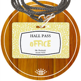 Compositieboek kantoor Hall Pass voor docenten Badge