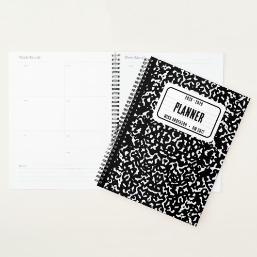 Composition Carnet Étudiant Enseignant noir (Devant avec enveloppe)