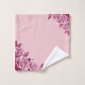 Composition de fleurs roses avec nom (Gant de toilette)